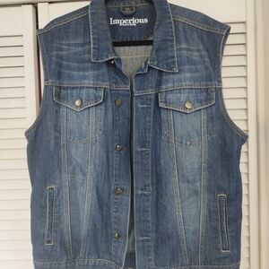 Imperious Men's Sleeveless Denim Vest in Washed Blue